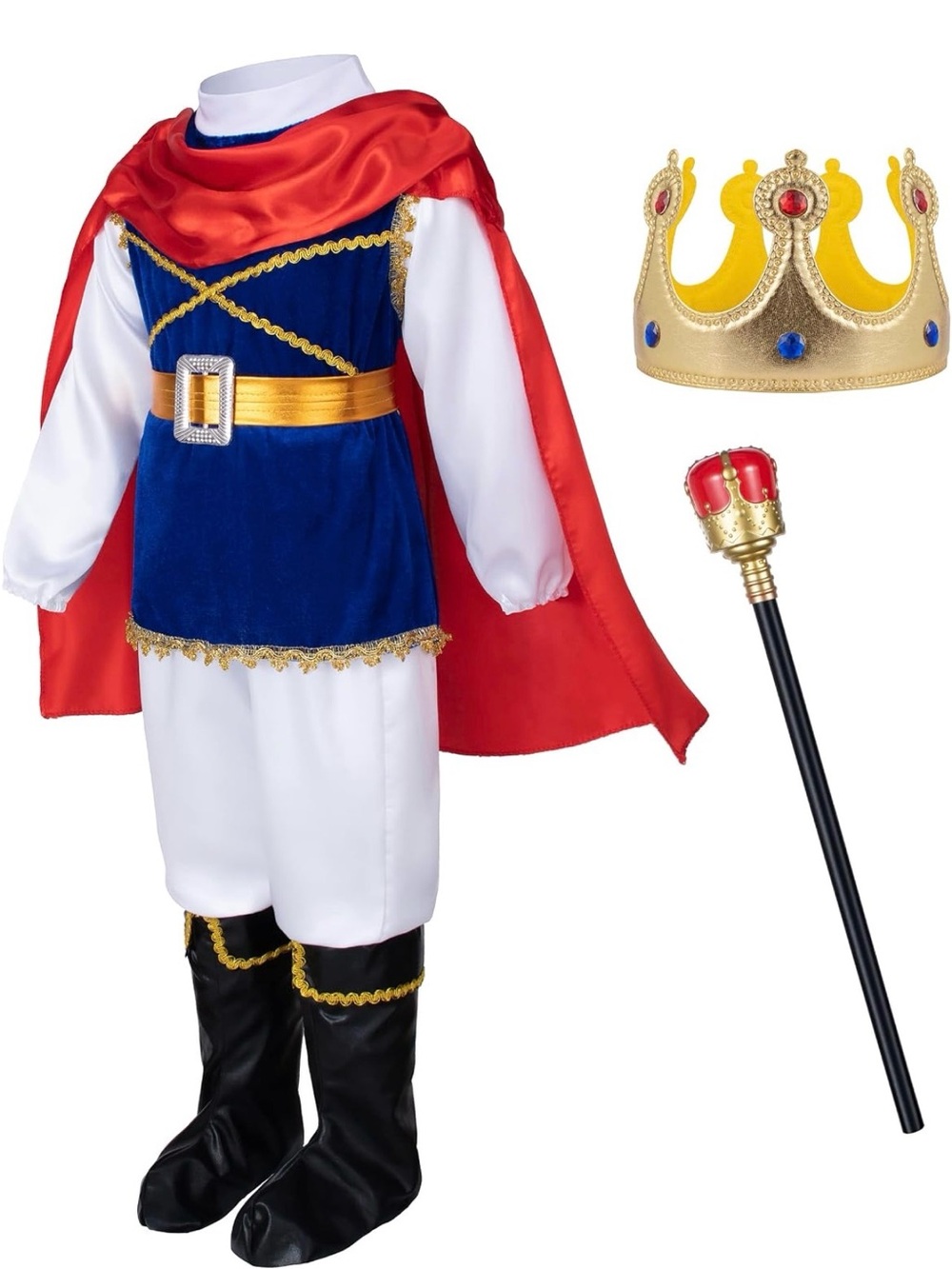 Classic Royal Prince Kids Costume - Blue, Red & Gold